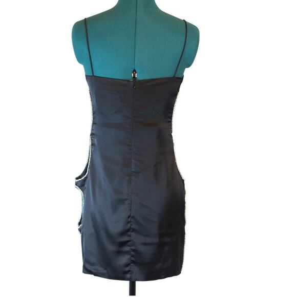 White Fox NWT Black Cutout Mini Dress Strapless Clubwear Women Small - Picture 5 of 10